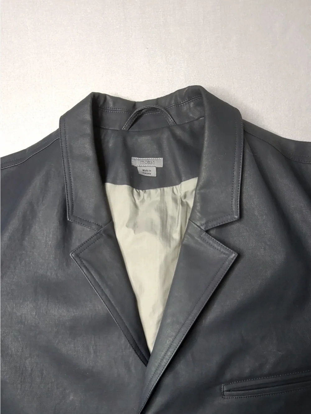 Men's Slate Gray Leather Blazer - Tailored Three-Button Sport Coat